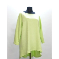 Trapezowa tunika z dłuższym tyłem i błyszczącą nitką - limonka